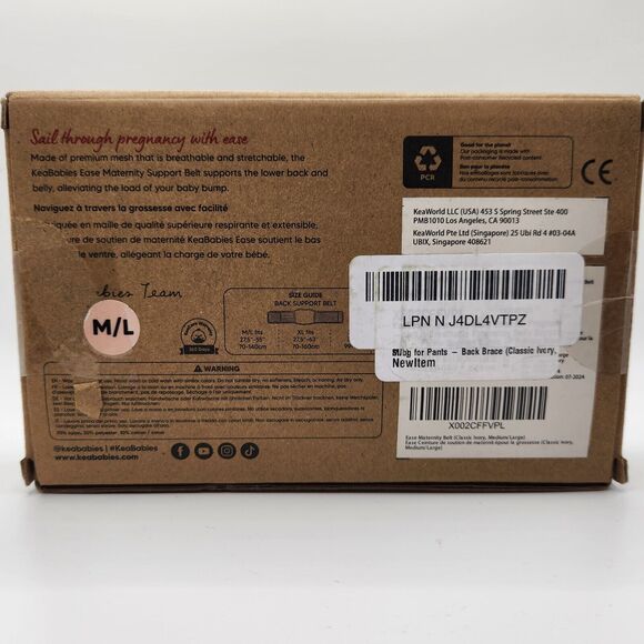 Keababies Ease Maternity Support Belt for Pregnancy, Classic Ivory, Size M/L - Picture 4 of 6